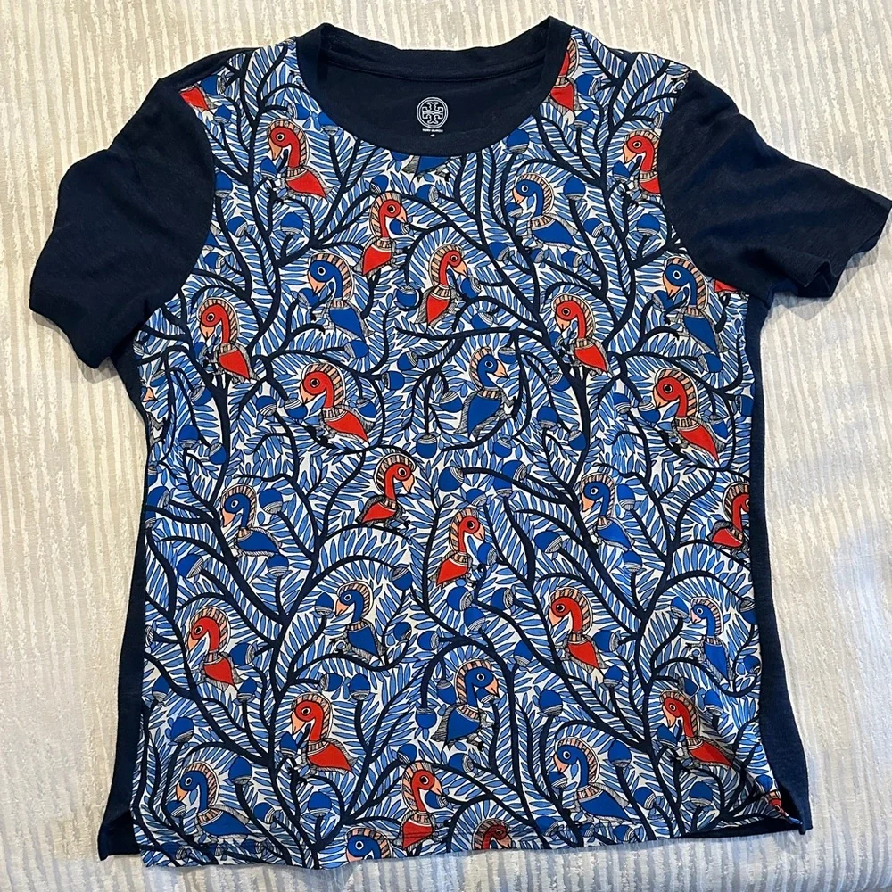 Tory Burch Parrot Print Tee - Picture 1 of 4